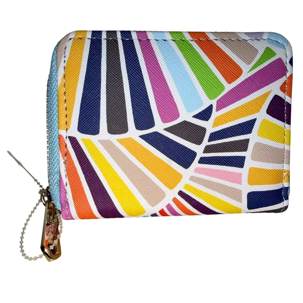 Trina Turk NWOT Colorful Geometric Zip Around Wallet‎ Coin Purse Card Holder